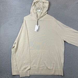 NEW The Commons Hoodie Mens 2XL Beige Cream Merino Wool Pullover Knit Sweater